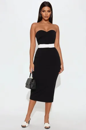 Annette Strapless Midi Dress - Black/White