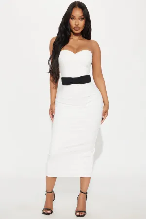 Annette Strapless Midi Dress - White/Black