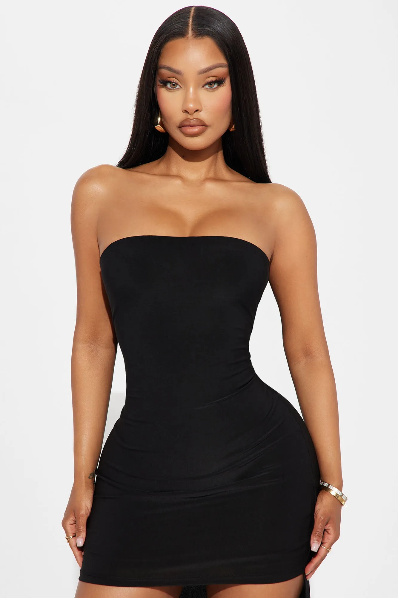 Beautiful Aura Strapless Mini Dress - Black