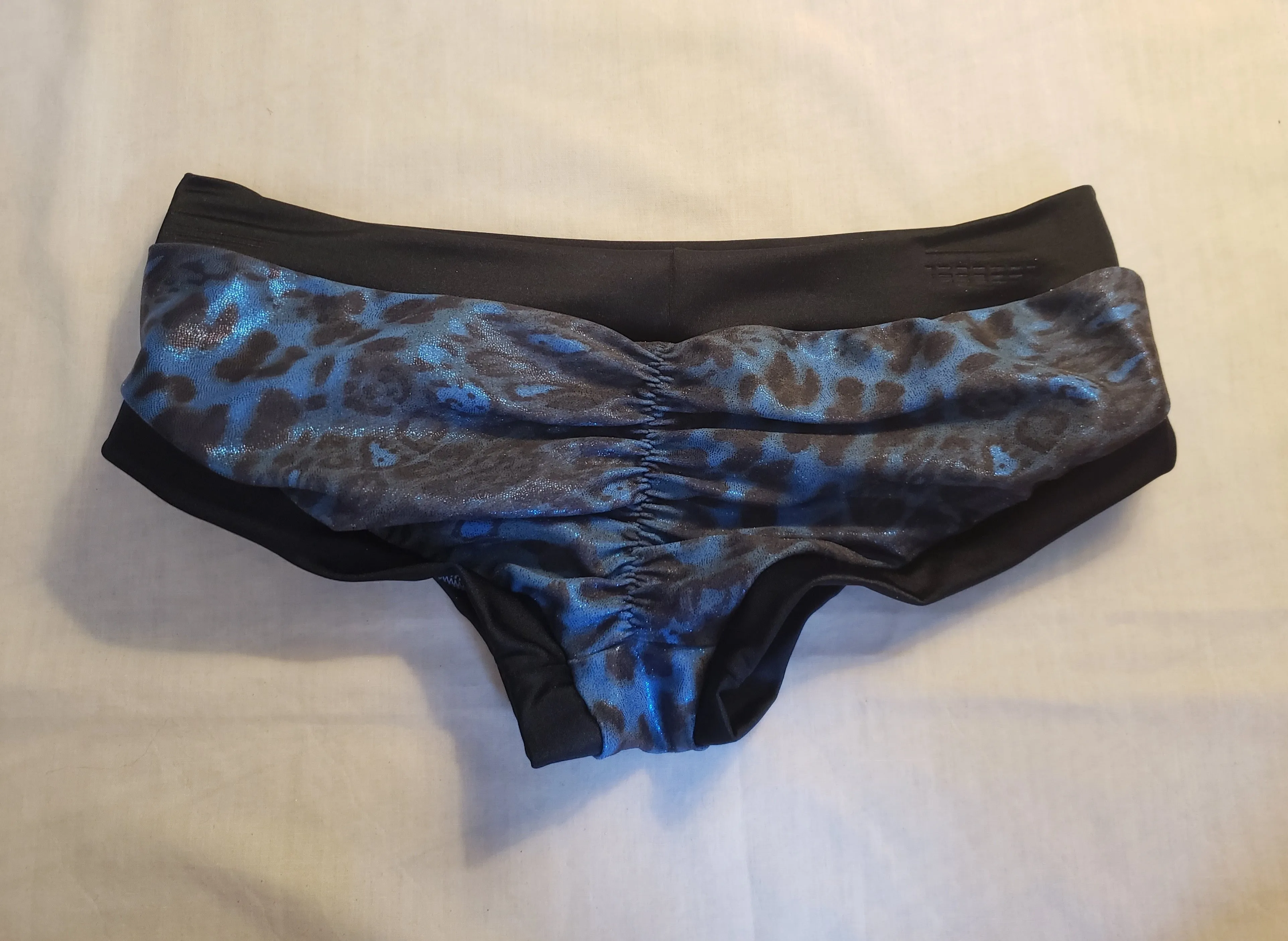 Booty Short- Blue Shimmer Leopard