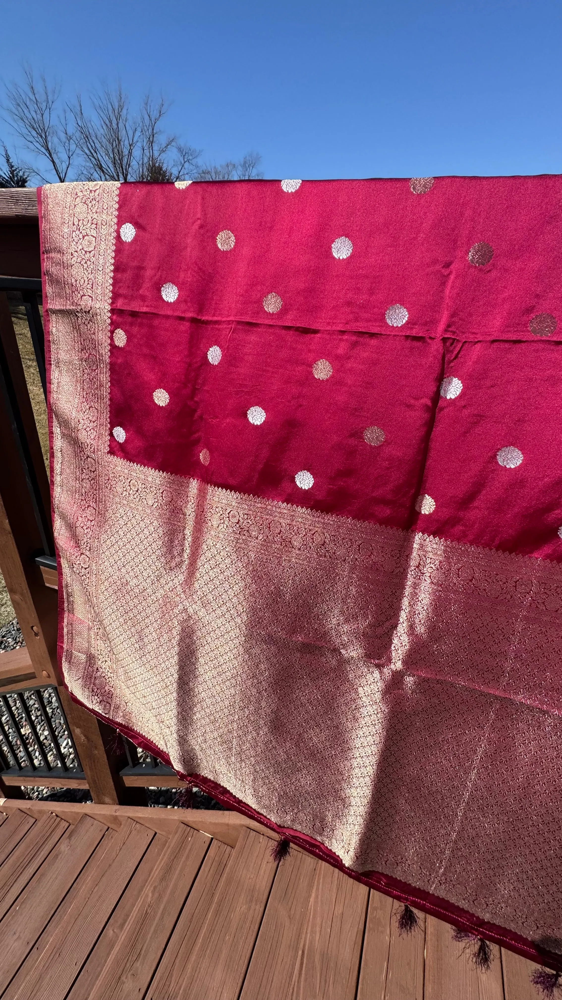 Deep Maroon and Dual Tone Soft Silk Saree