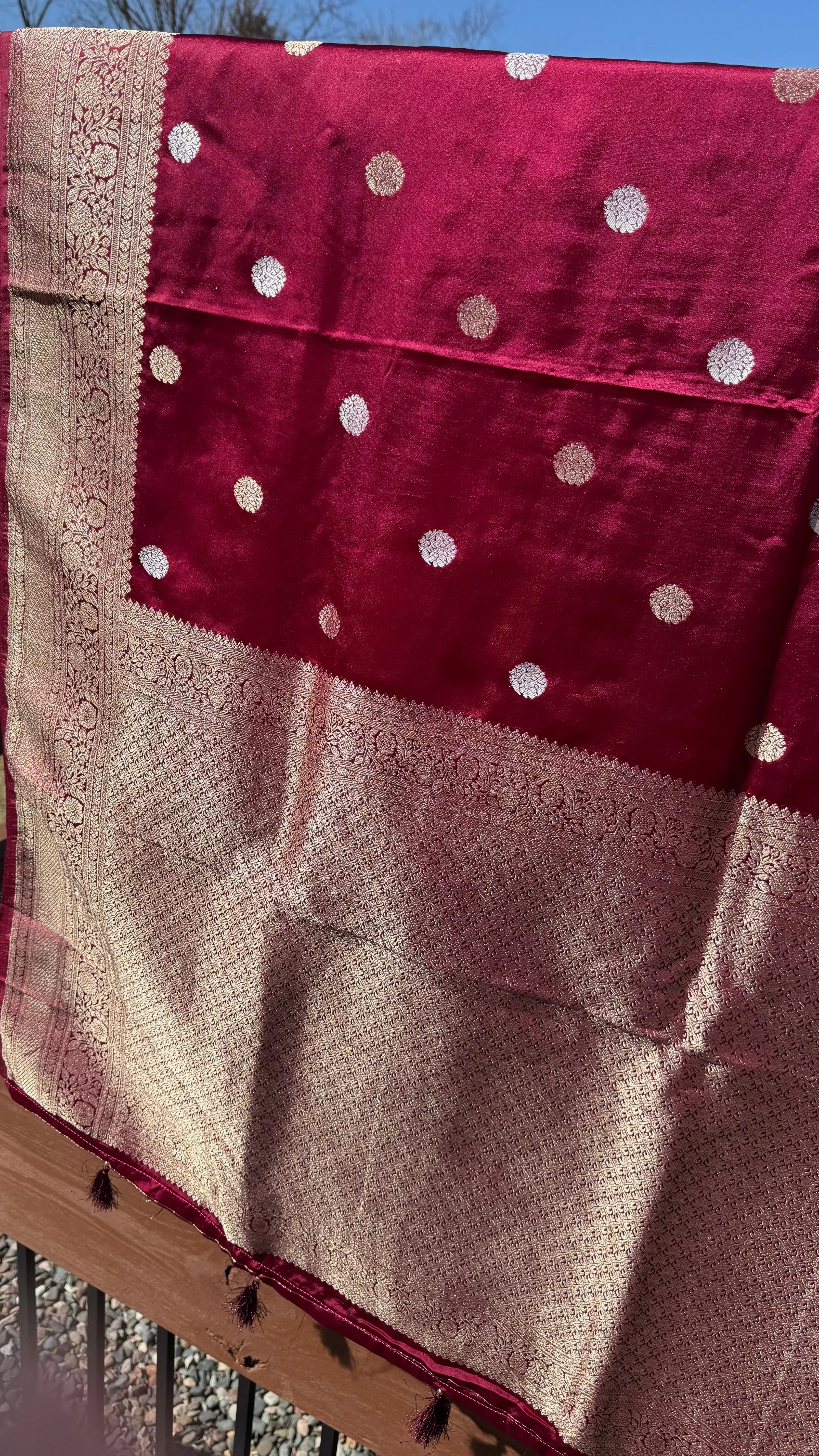 Deep Maroon and Dual Tone Soft Silk Saree