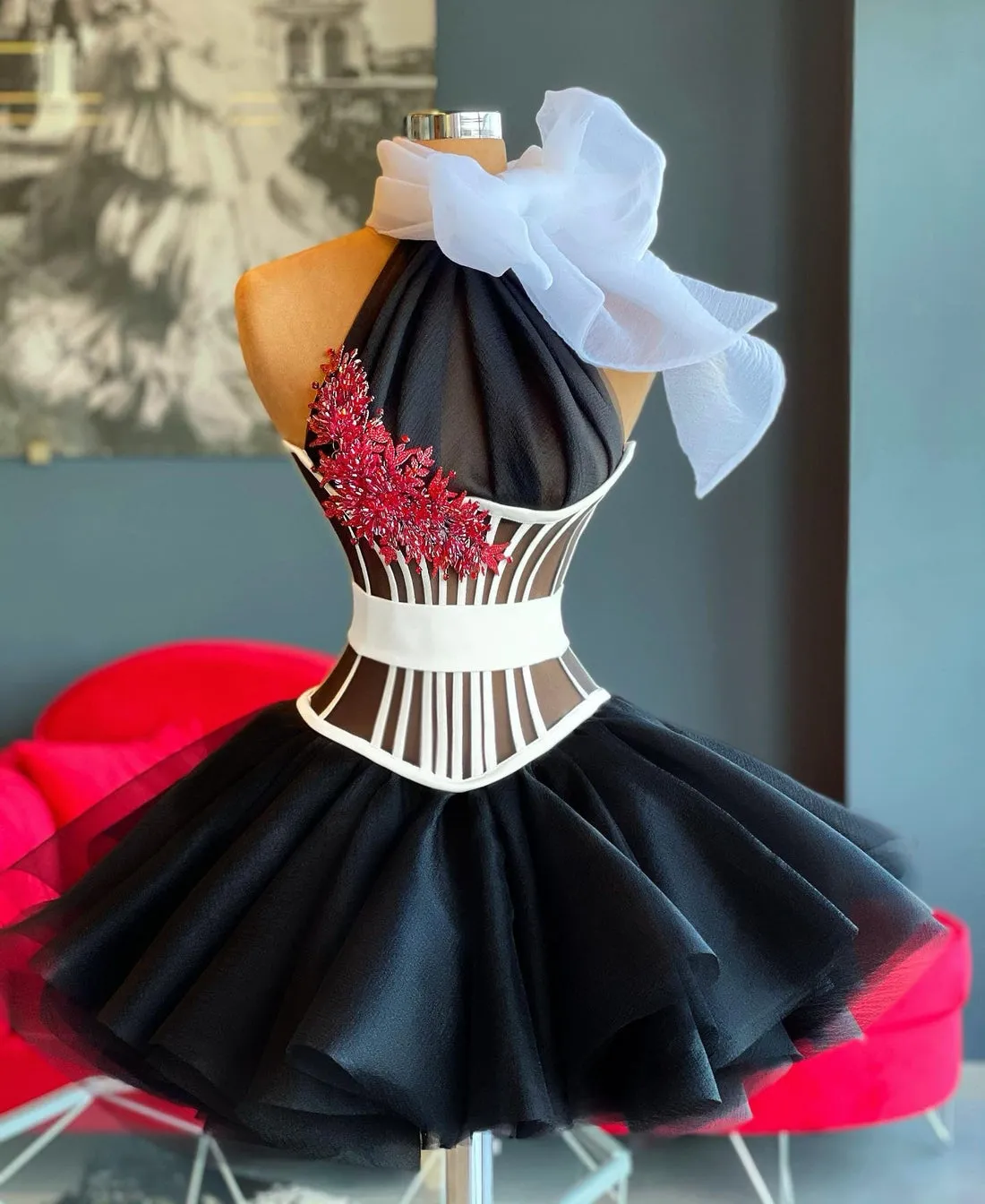 Haley Elegant Short Black Evening Dress