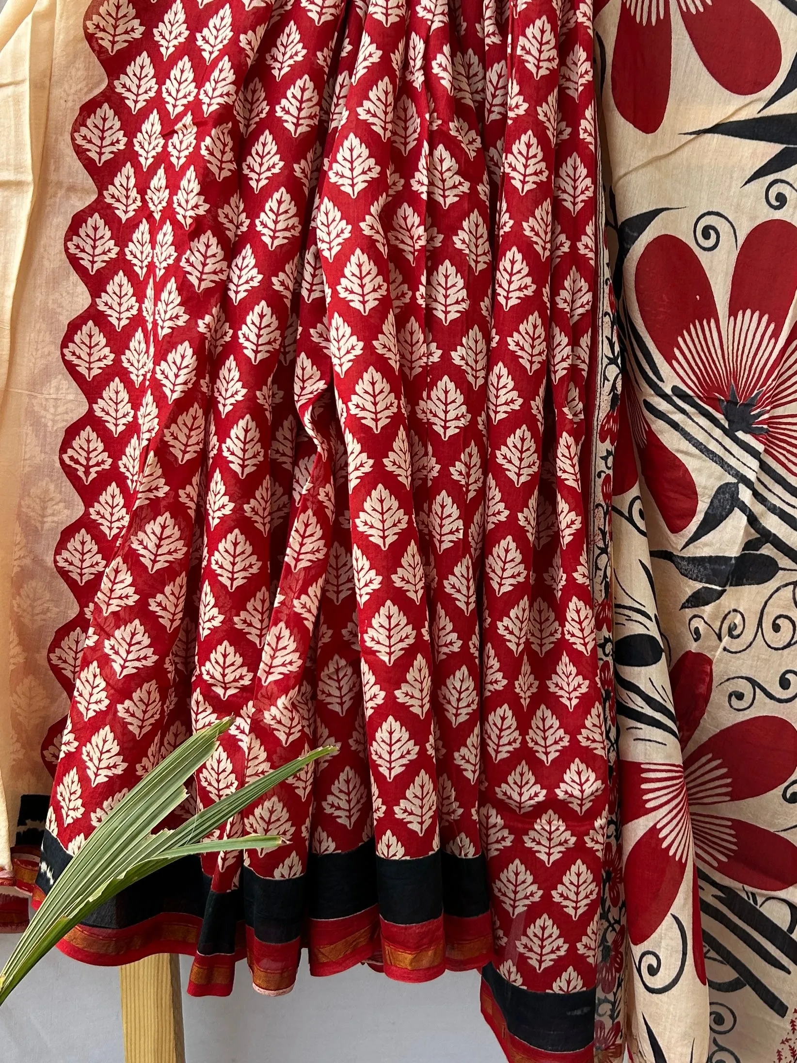 Hand BlockPrint Chanderi Silk Saree with Blouse