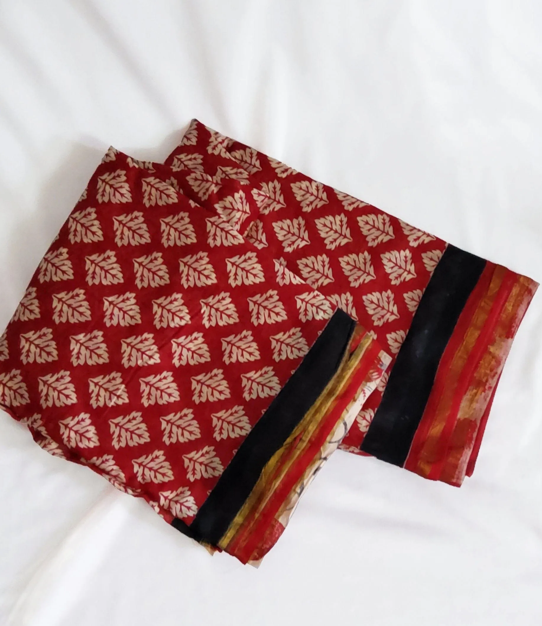 Hand BlockPrint Chanderi Silk Saree with Blouse
