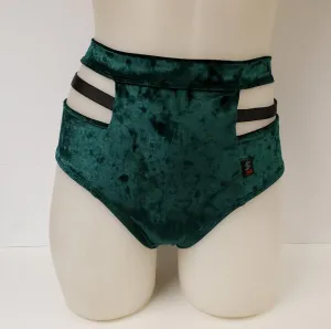 High Waisted Monroe Cutout Sexy Short- Emerald Crushed Velvet