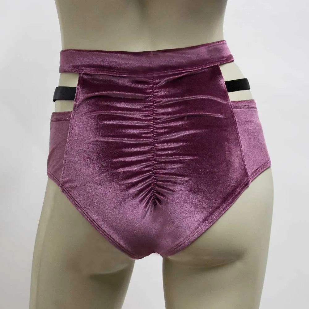 High Waisted Monroe Cutout Sexy Short- Mauve Velvet