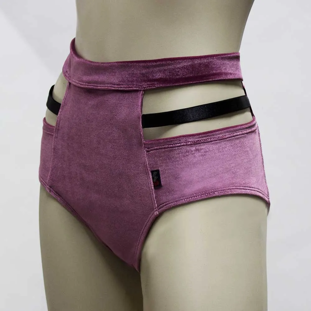 High Waisted Monroe Cutout Sexy Short- Mauve Velvet