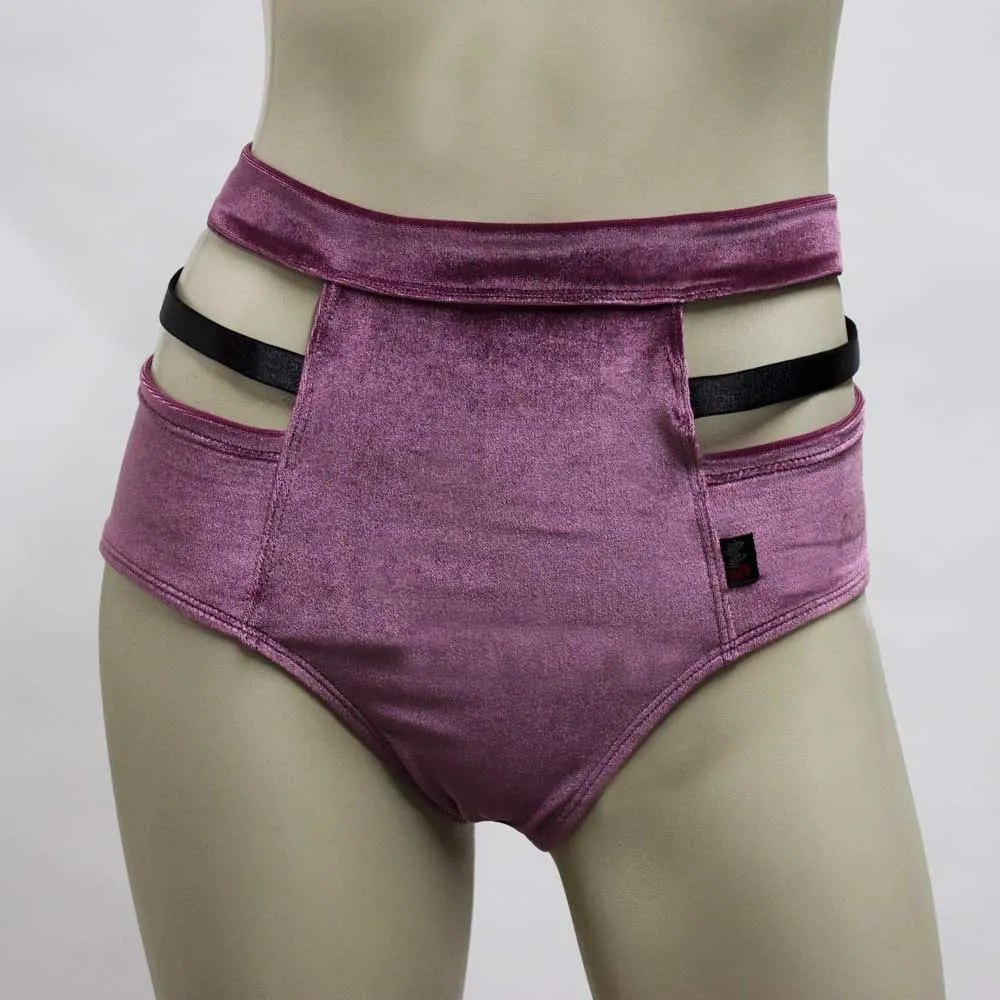 High Waisted Monroe Cutout Sexy Short- Mauve Velvet