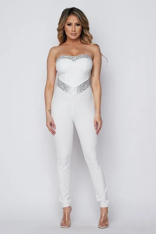 JUST A CUTIE JUMPSUIT- WHITE