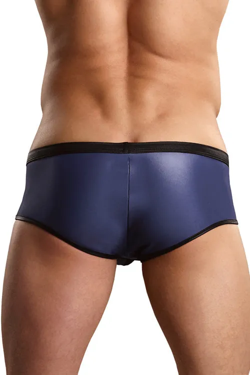 Leather Look Zipper Pouch Trunk - Blue and Black -Closeout