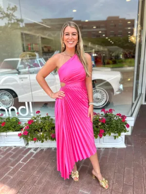 One Shoulder Pleated Dress