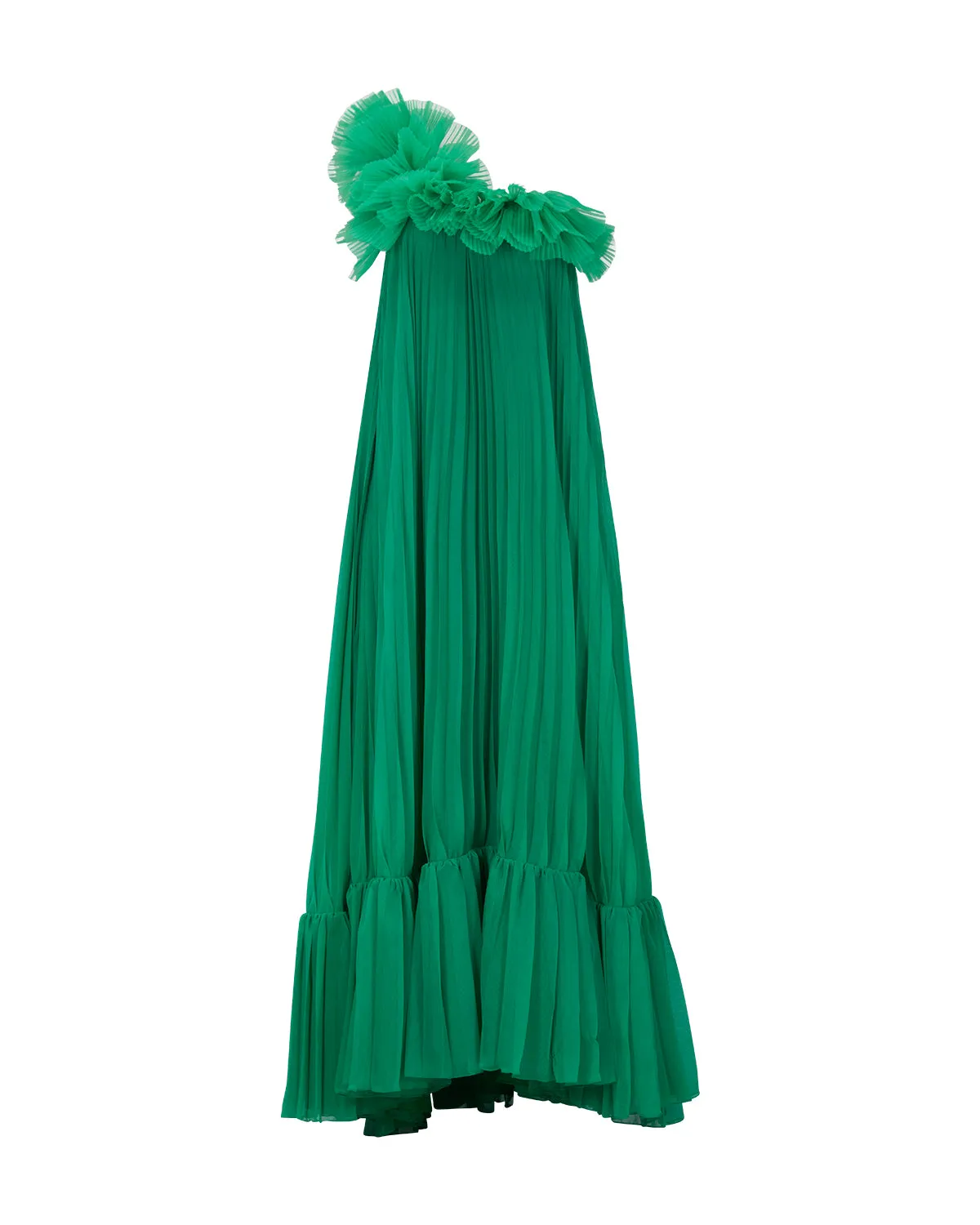 Pleated One Shoulder Gown