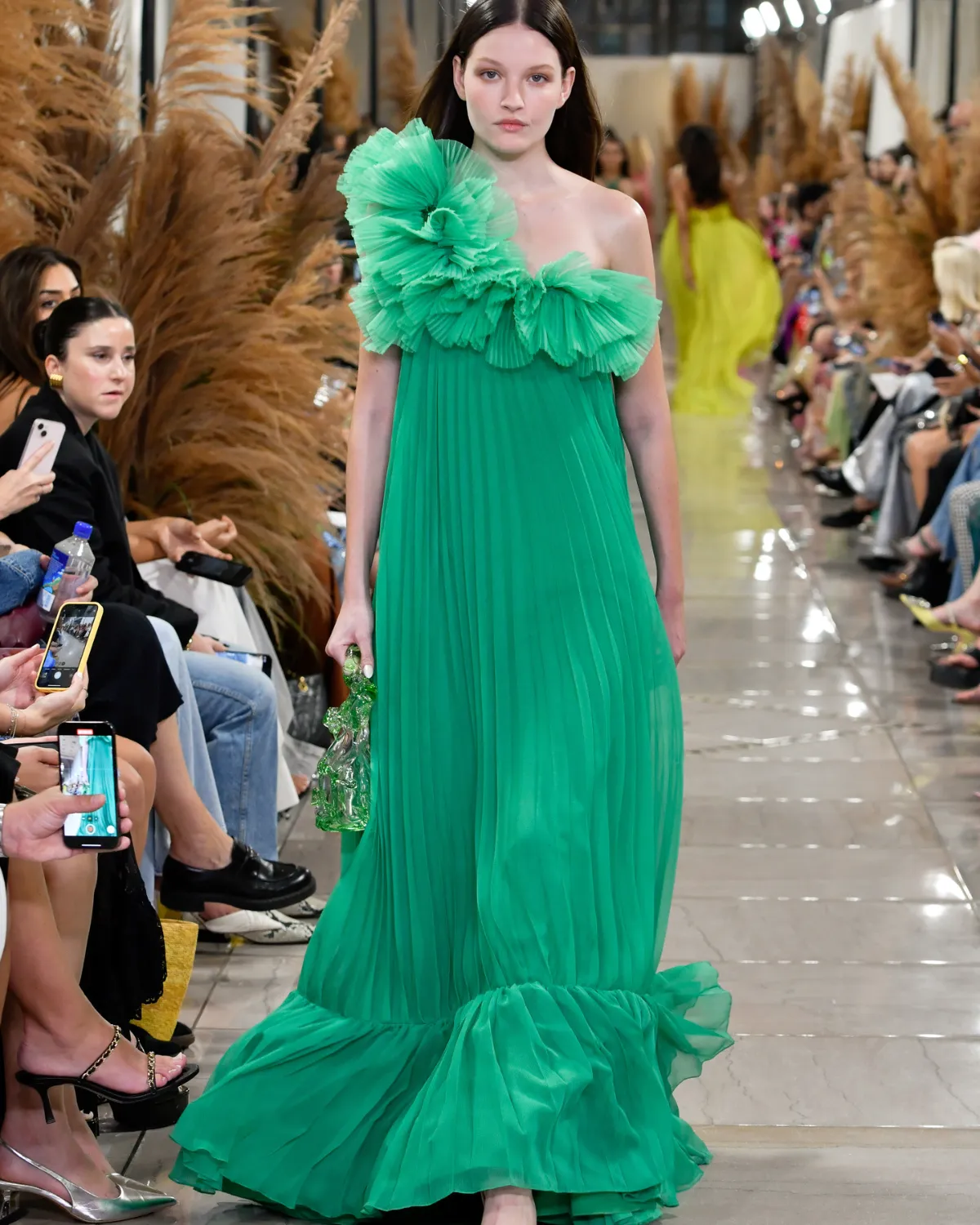 Pleated One Shoulder Gown