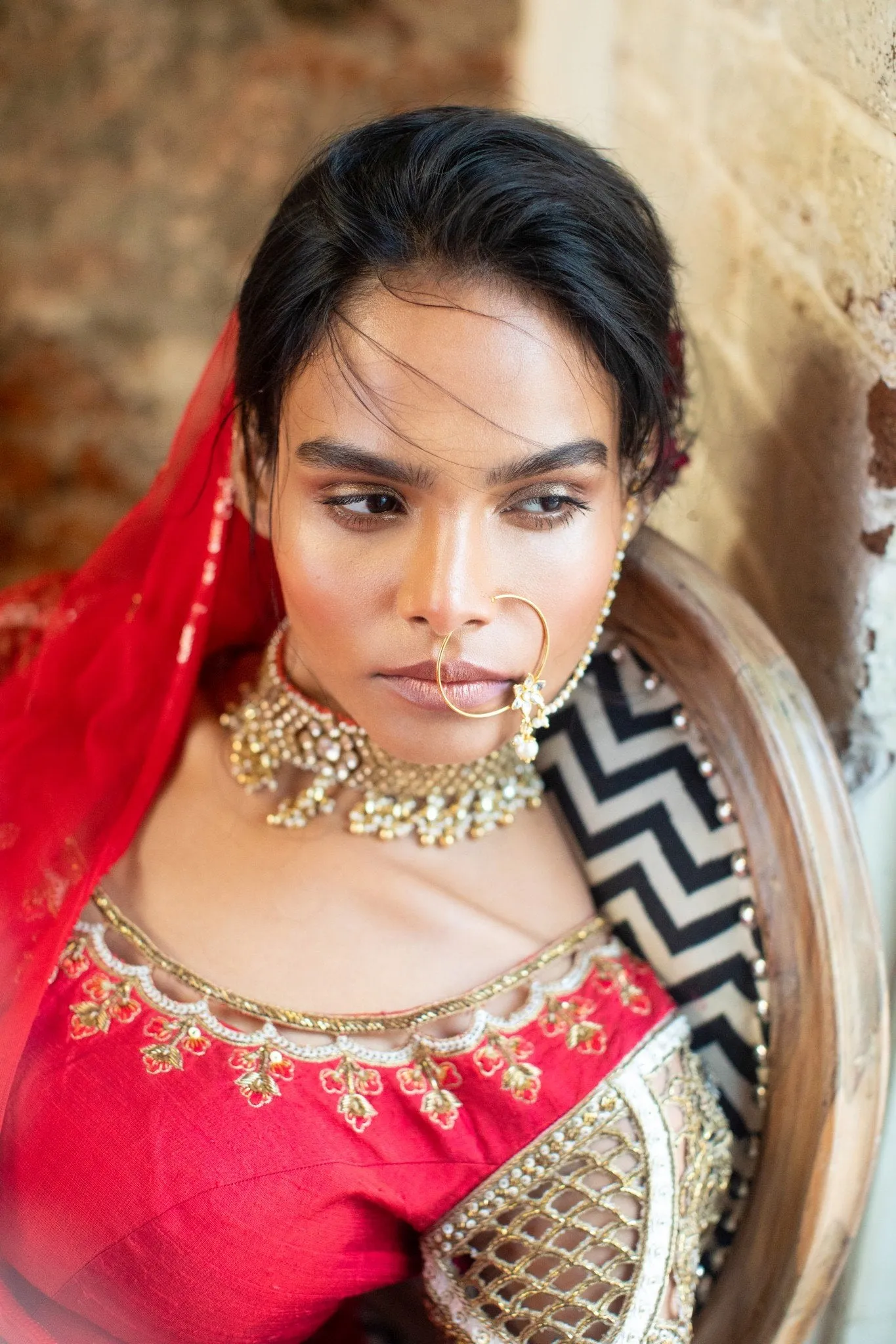Red Silk Blouse with Cutwork N Red Silk Lehenga  Elegant Culture Wear